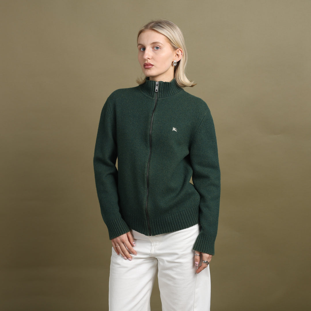 Burberry Full Zip Jumper Forest Green Women's UK 10