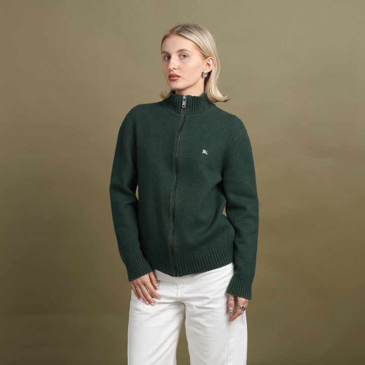 Burberry Full Zip Jumper Forest Green Women's UK 10