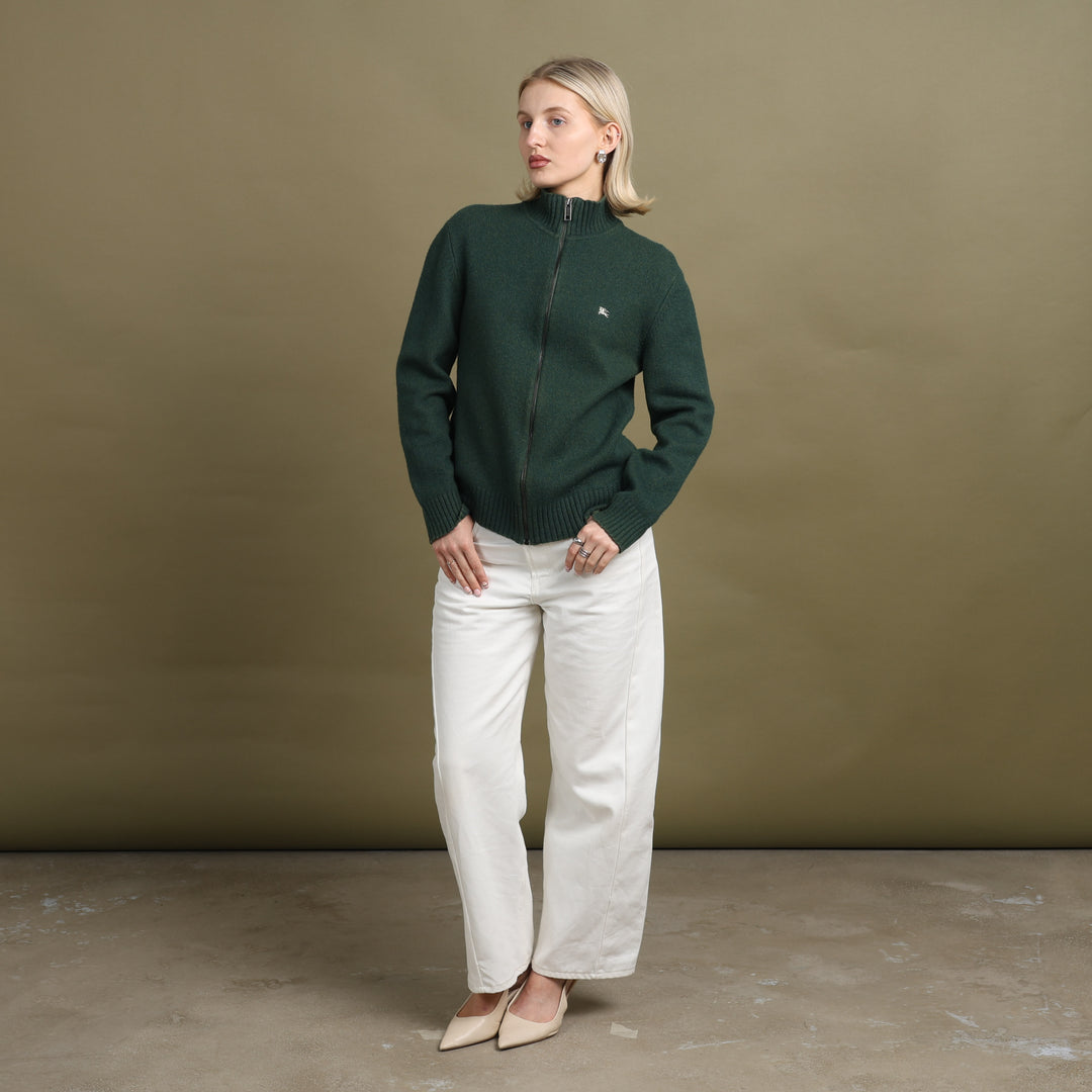 Burberry Full Zip Jumper Forest Green Women's UK 10