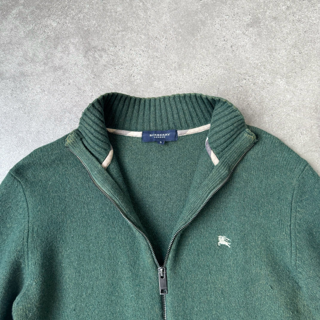 Burberry Full Zip Jumper Forest Green Women's UK 10