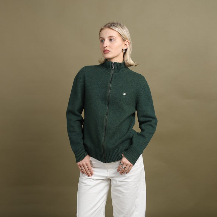 Burberry Full Zip Jumper Forest Green Women's UK 10
