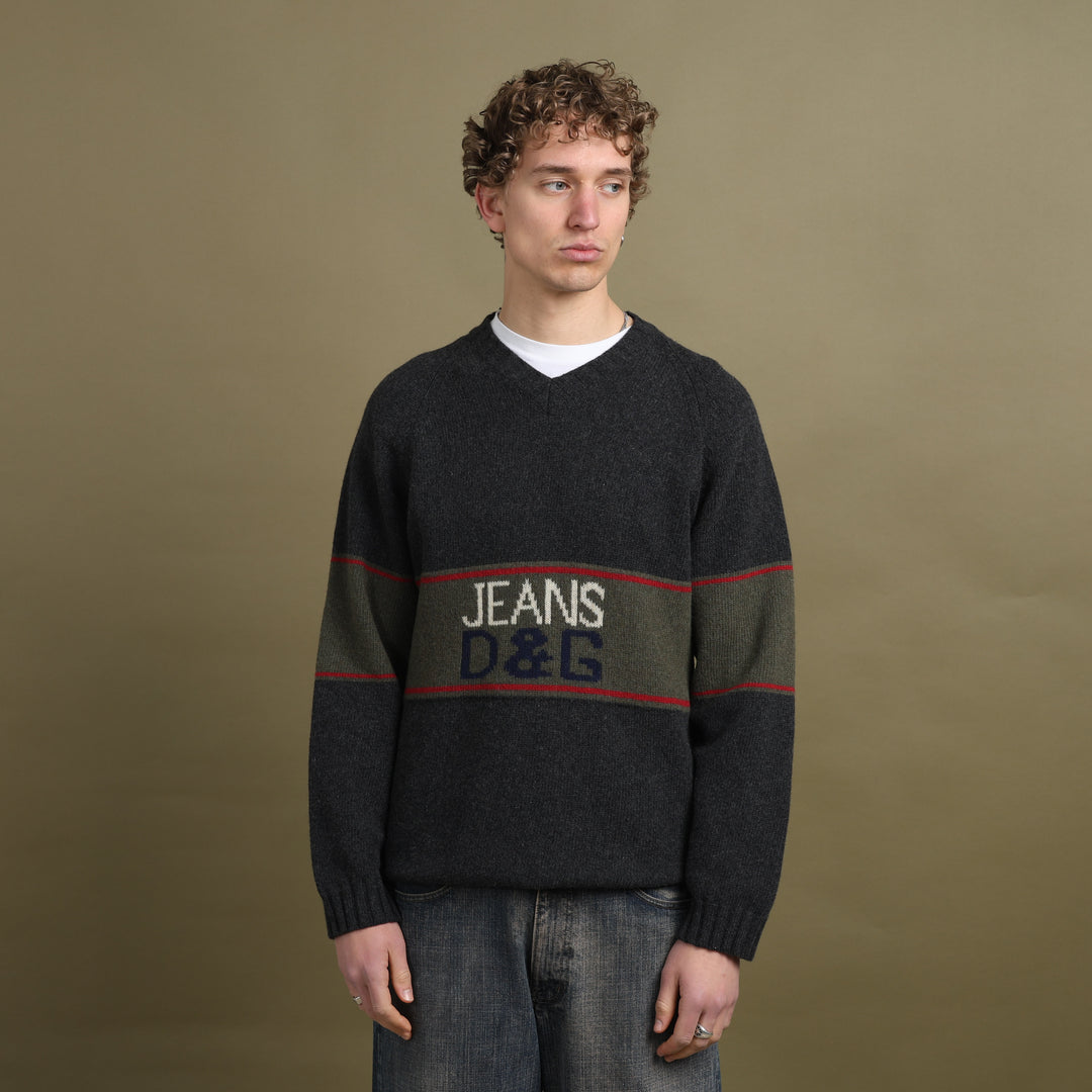 Dolce & Gabbana V-Neck Jumper Grey Men's L