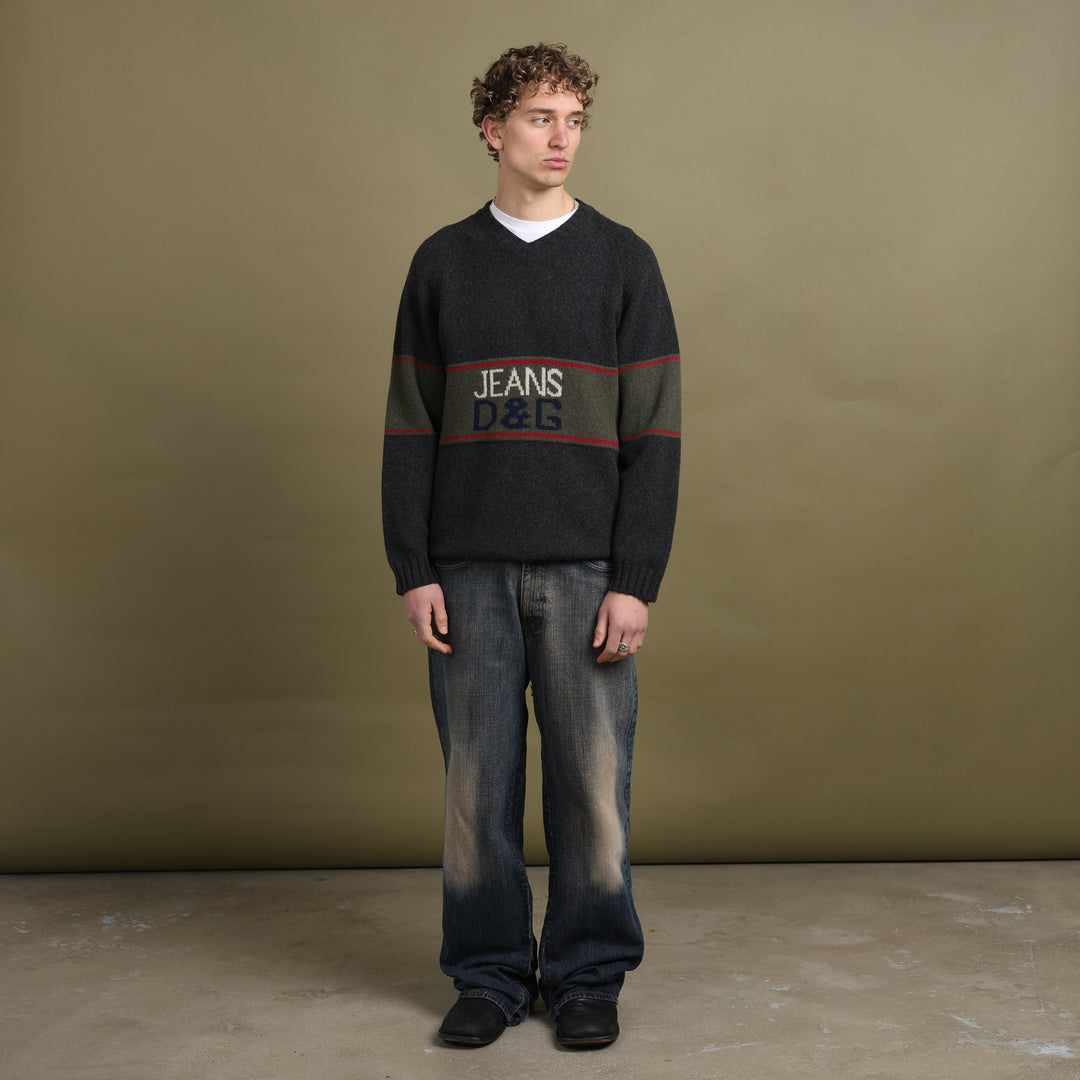 Dolce & Gabbana V-Neck Jumper Grey Men's L