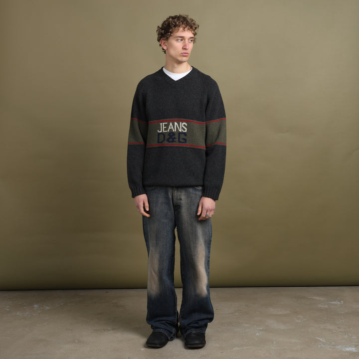 Dolce & Gabbana V-Neck Jumper Grey Men's L