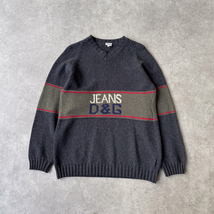 Dolce & Gabbana V-Neck Jumper Grey Men's L