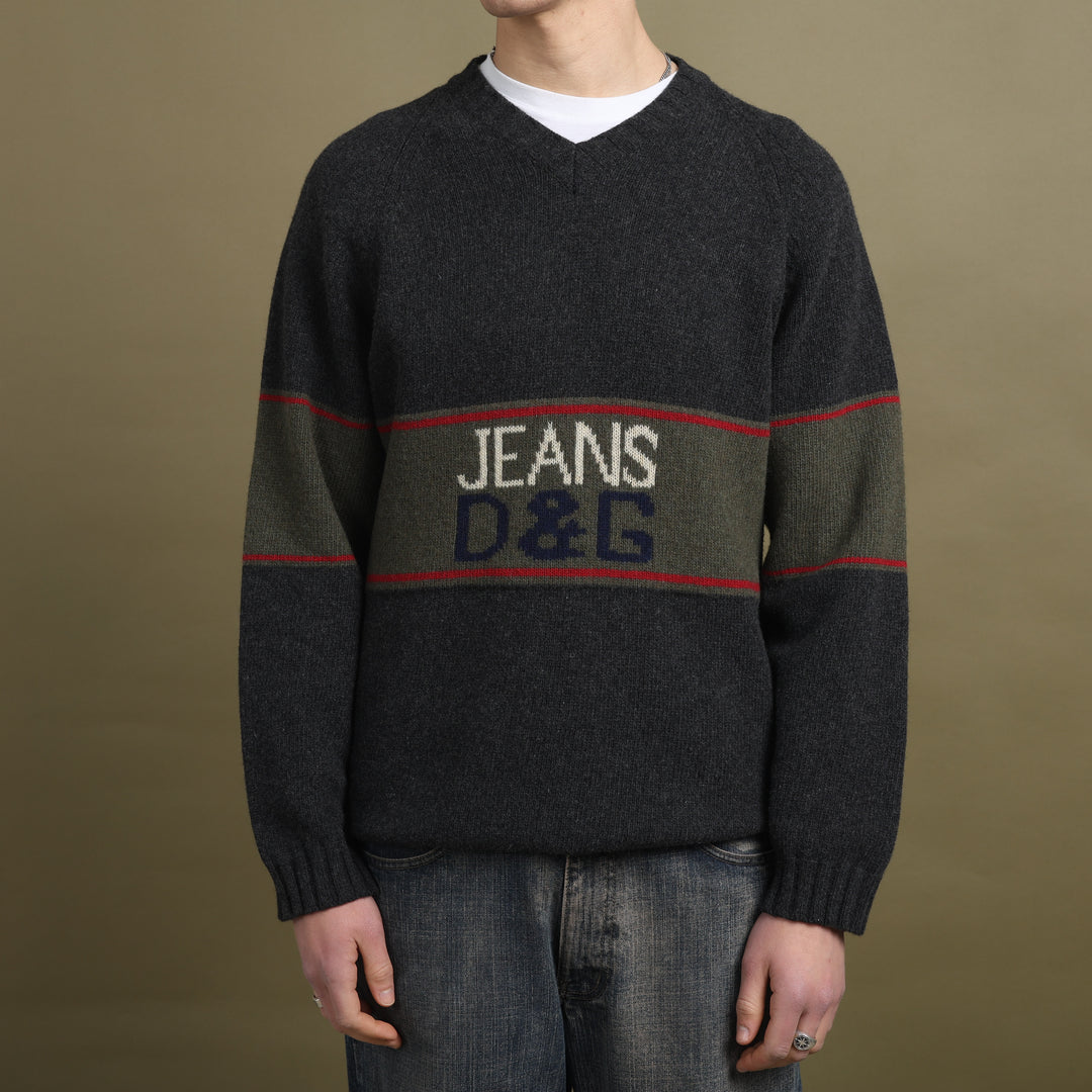 Dolce & Gabbana V-Neck Jumper Grey Men's L