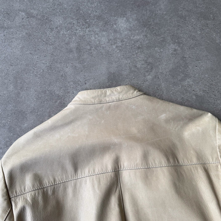 Mulberry Leather Biker Jacket Beige Men's M