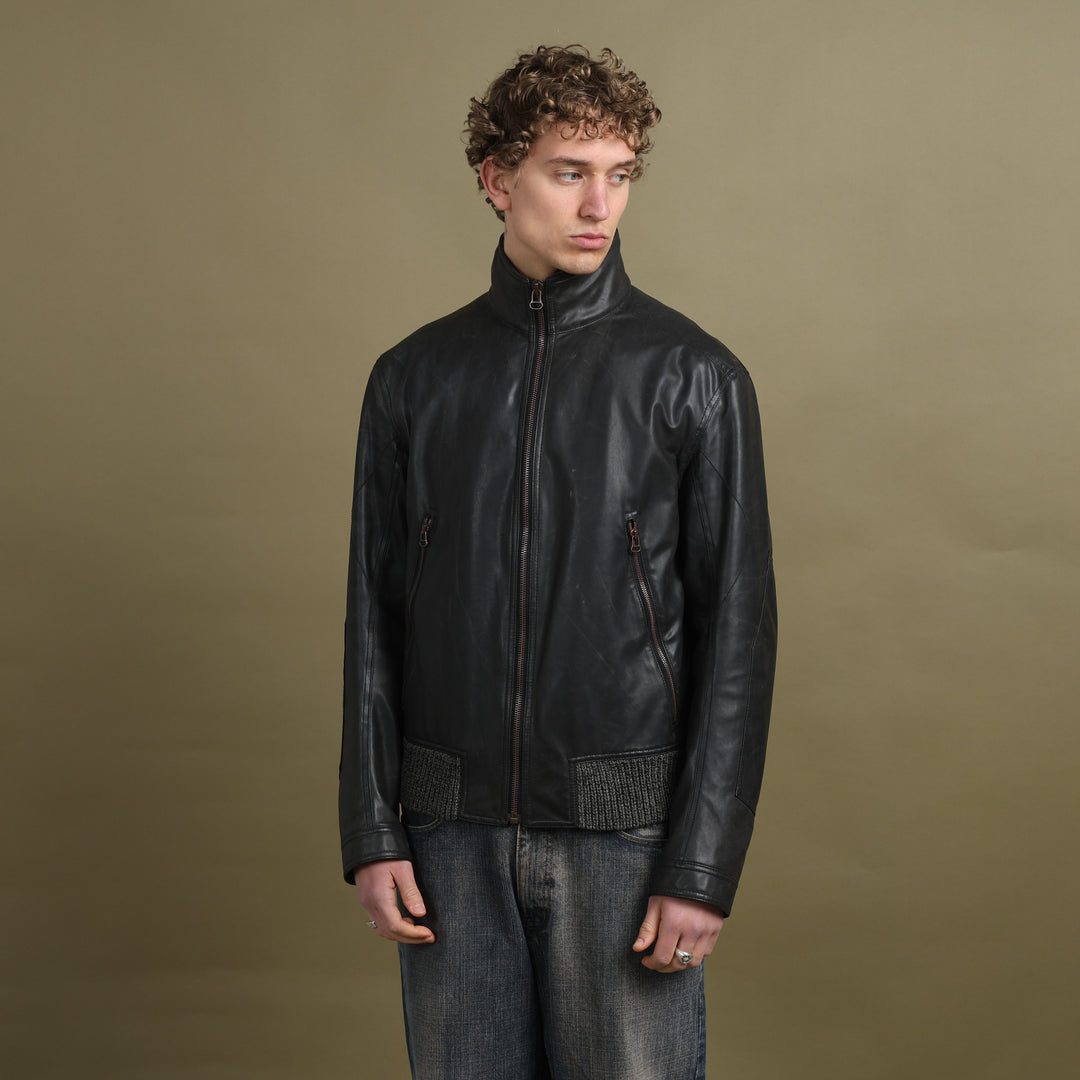 Hugo Boss Faux Leather Bomber Jacket Brown Men's L