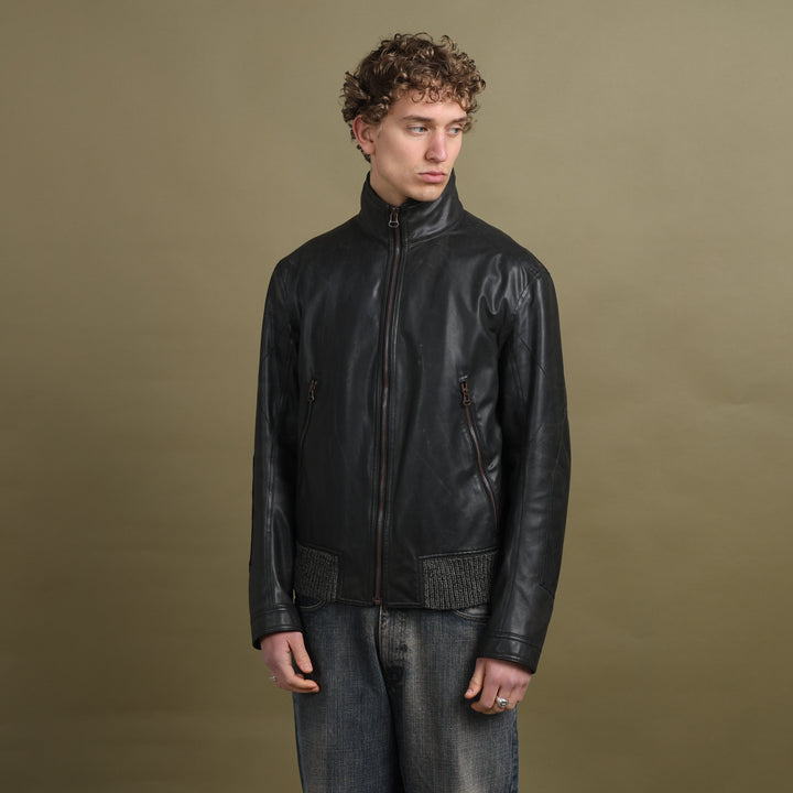 Hugo Boss Faux Leather Bomber Jacket Brown Men's L