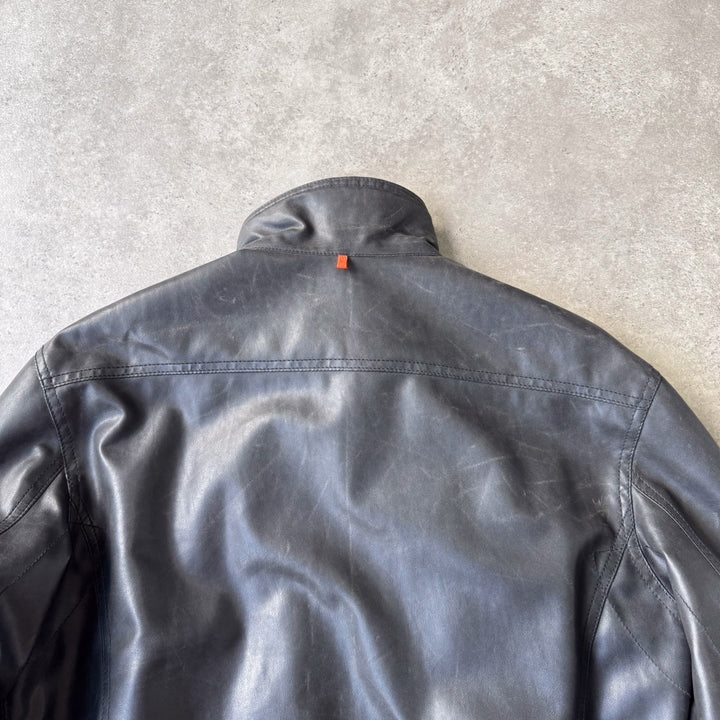 Hugo Boss Faux Leather Bomber Jacket Brown Men's L