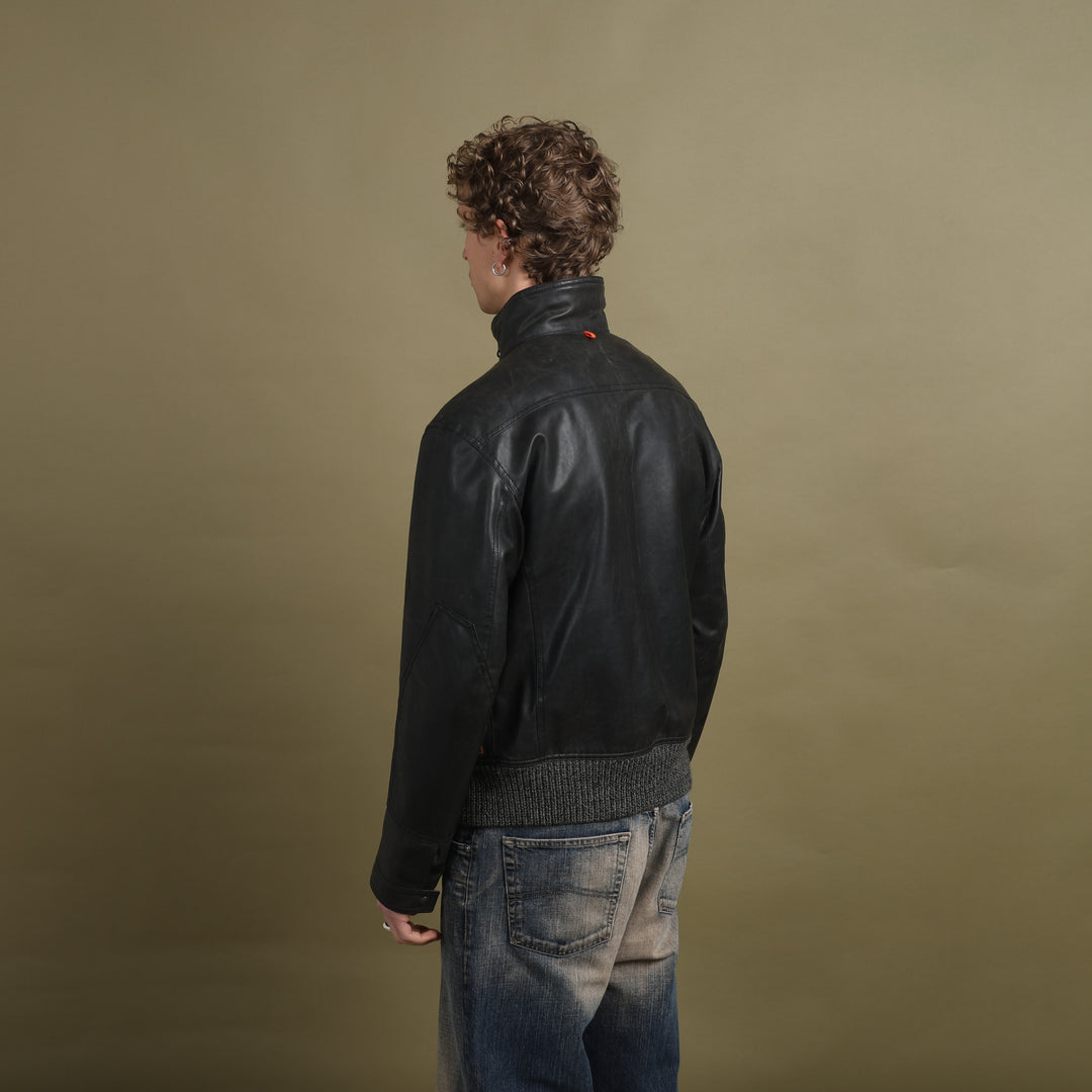 Hugo Boss Faux Leather Bomber Jacket Brown Men's L