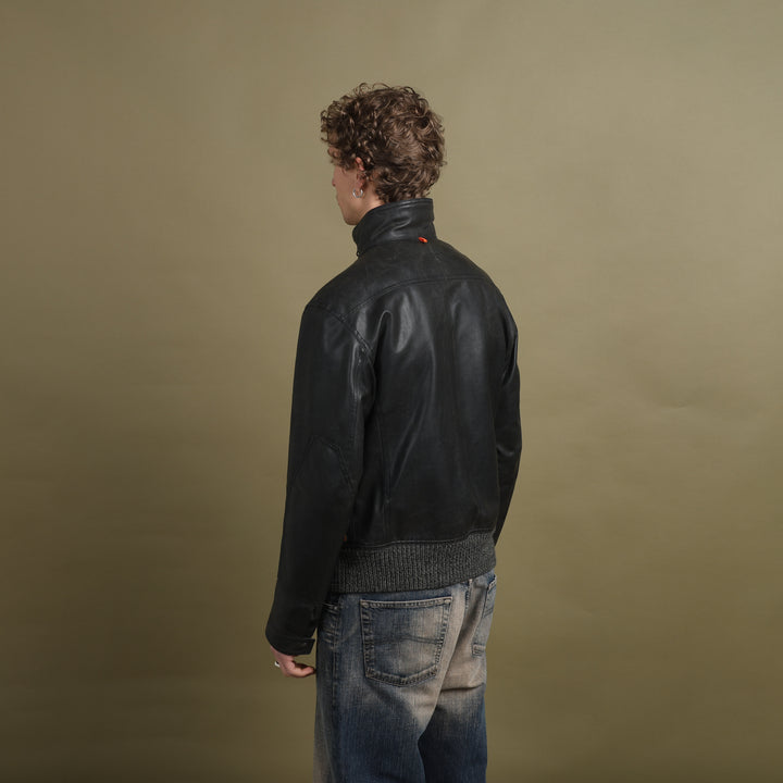 Hugo Boss Faux Leather Bomber Jacket Brown Men's L
