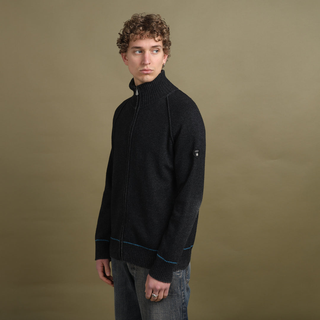 Versace Full Zip Jumper Charcoal Grey & Blue Men's L