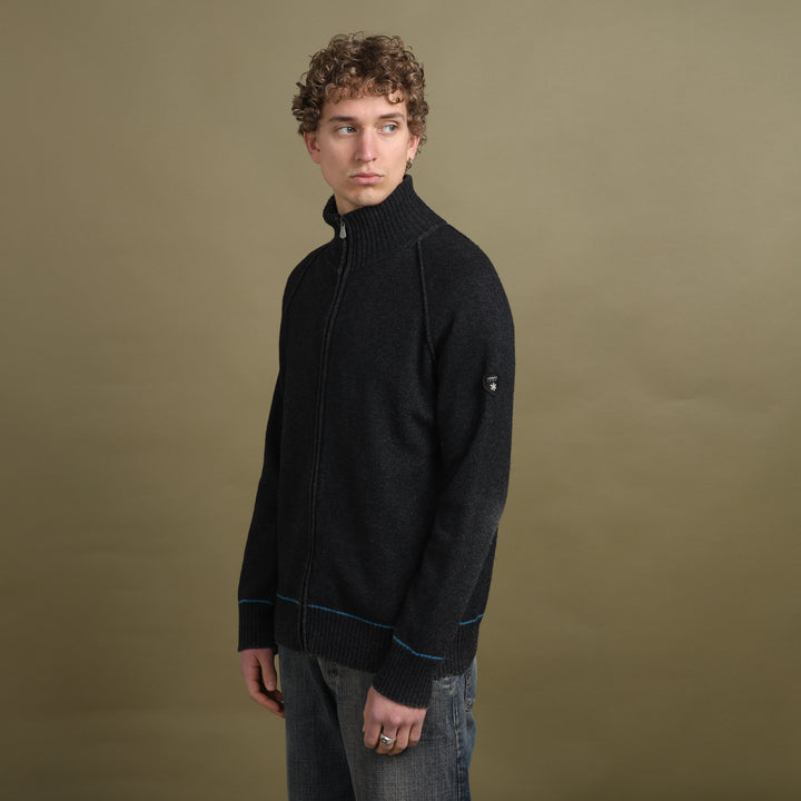 Versace Full Zip Jumper Charcoal Grey & Blue Men's L