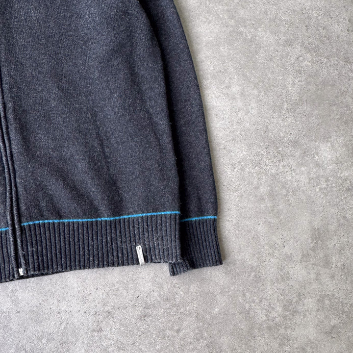 Versace Full Zip Jumper Charcoal Grey & Blue Men's L
