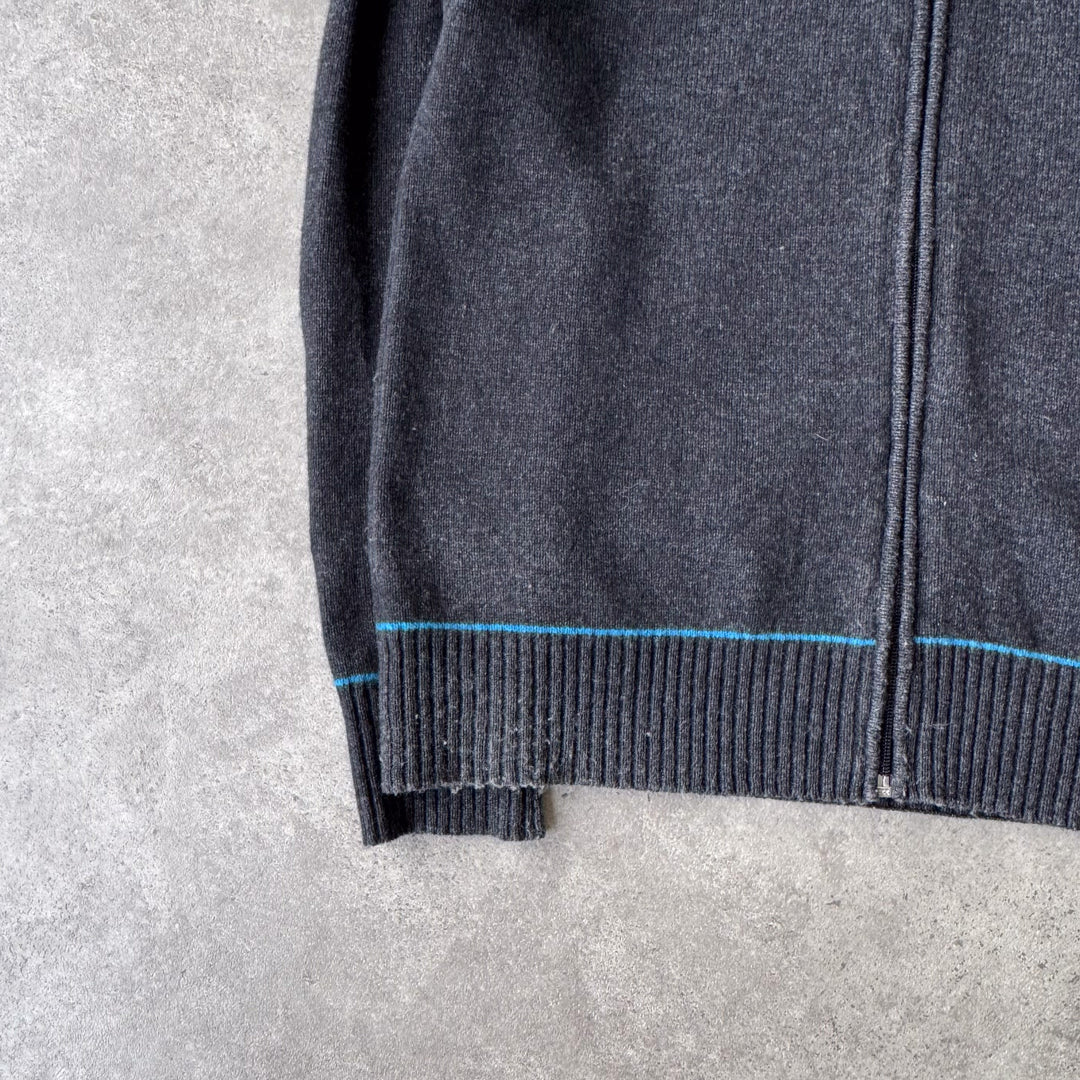 Versace Full Zip Jumper Charcoal Grey & Blue Men's L