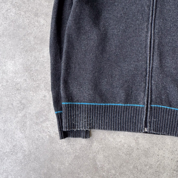 Versace Full Zip Jumper Charcoal Grey & Blue Men's L