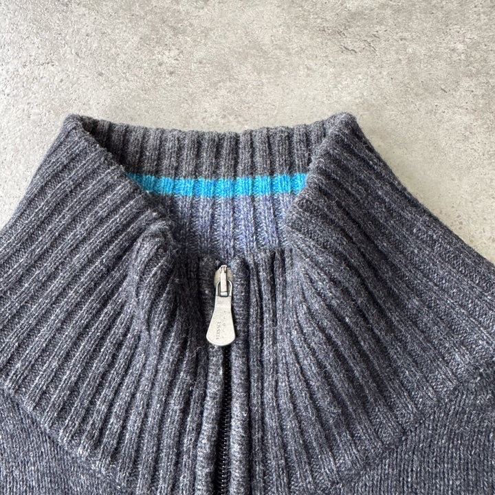 Versace Full Zip Jumper Charcoal Grey & Blue Men's L
