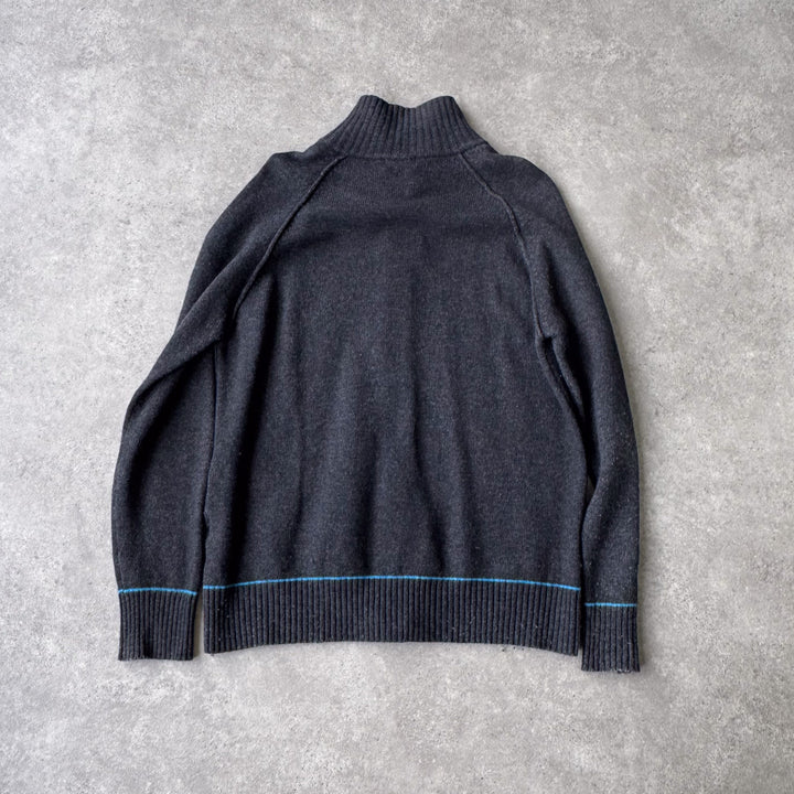 Versace Full Zip Jumper Charcoal Grey & Blue Men's L