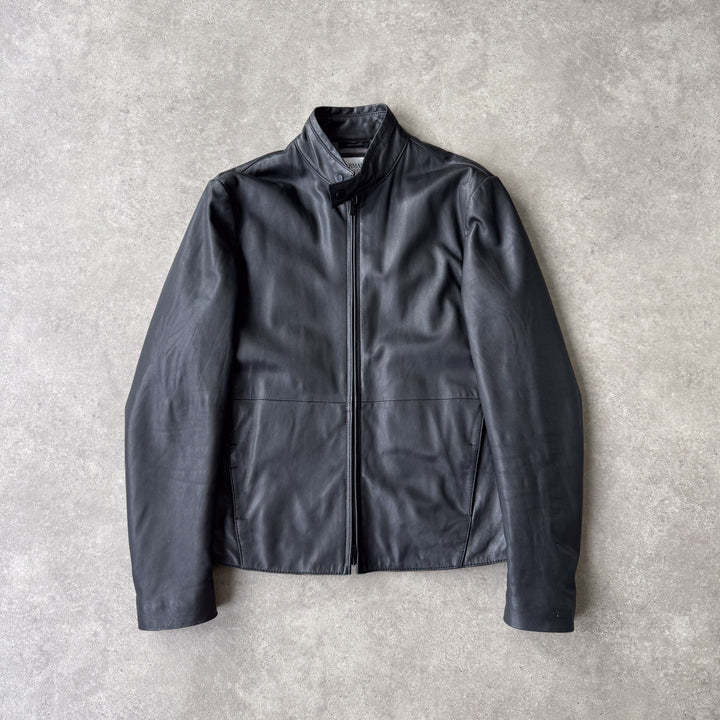 Armani Collezioni Leather Biker Jacket Black Men's M