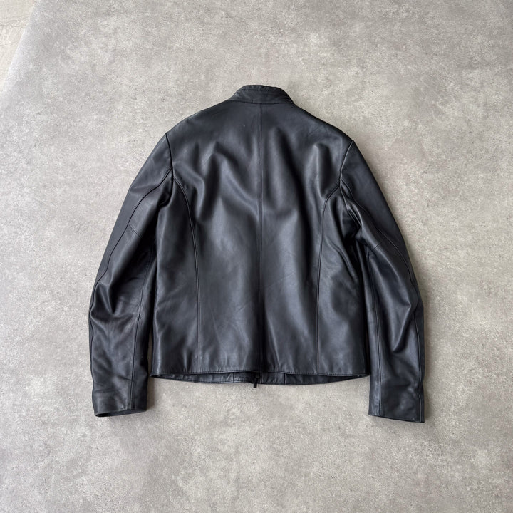 Armani Collezioni Leather Biker Jacket Black Men's M