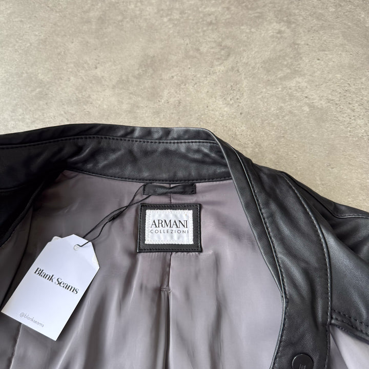 Armani Collezioni Leather Biker Jacket Black Men's M