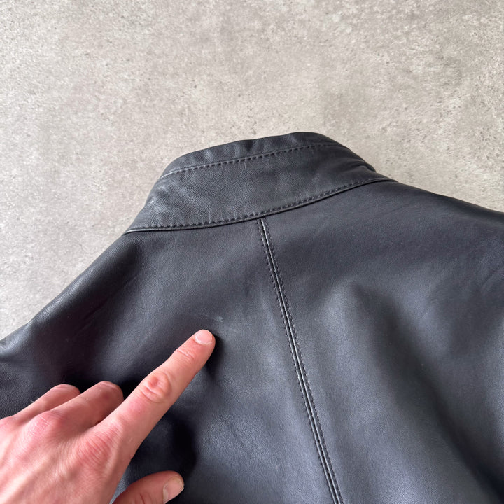 Armani Collezioni Leather Biker Jacket Black Men's M