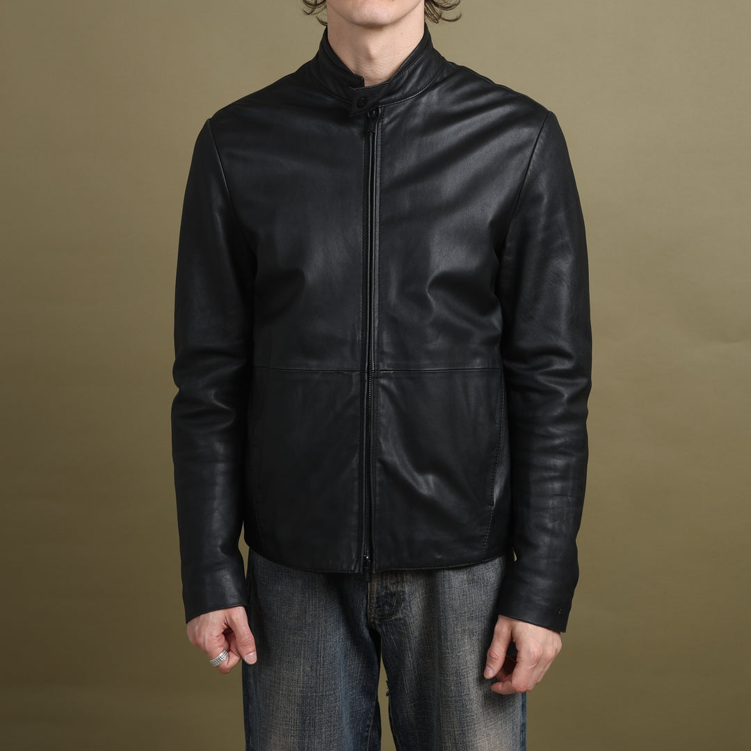 Armani Collezioni Leather Biker Jacket Black Men's M