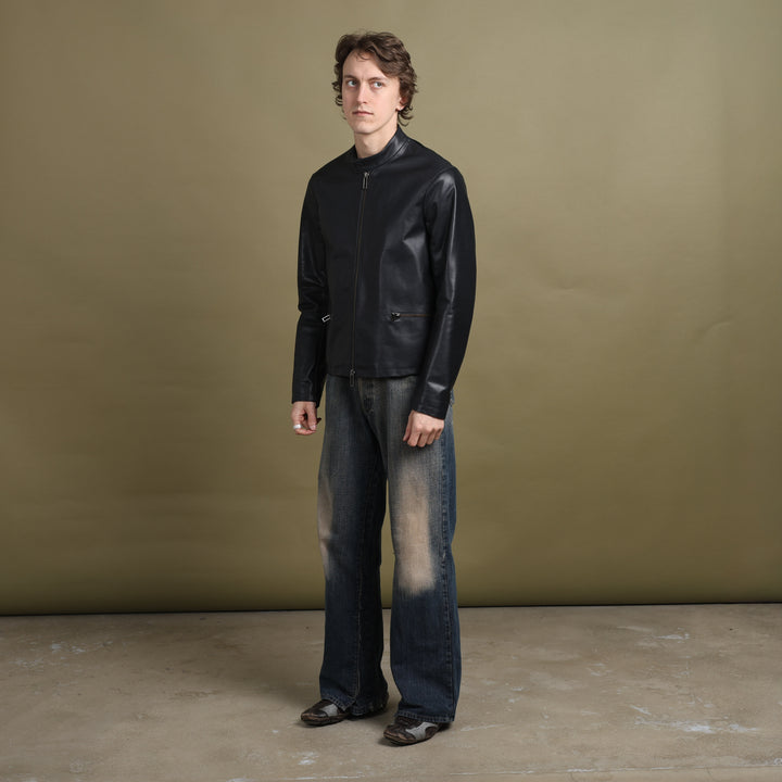 Emporio Armani Leather Biker Jacket Black Men's M