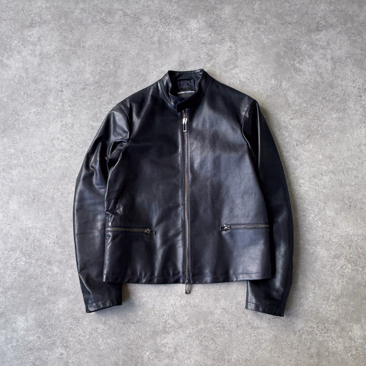 Emporio Armani Leather Biker Jacket Black Men's M