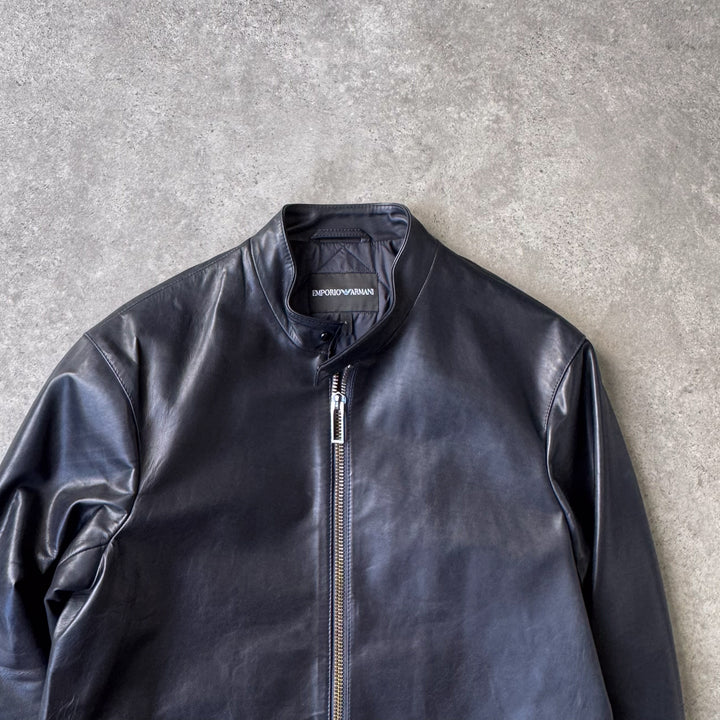 Emporio Armani Leather Biker Jacket Black Men's M