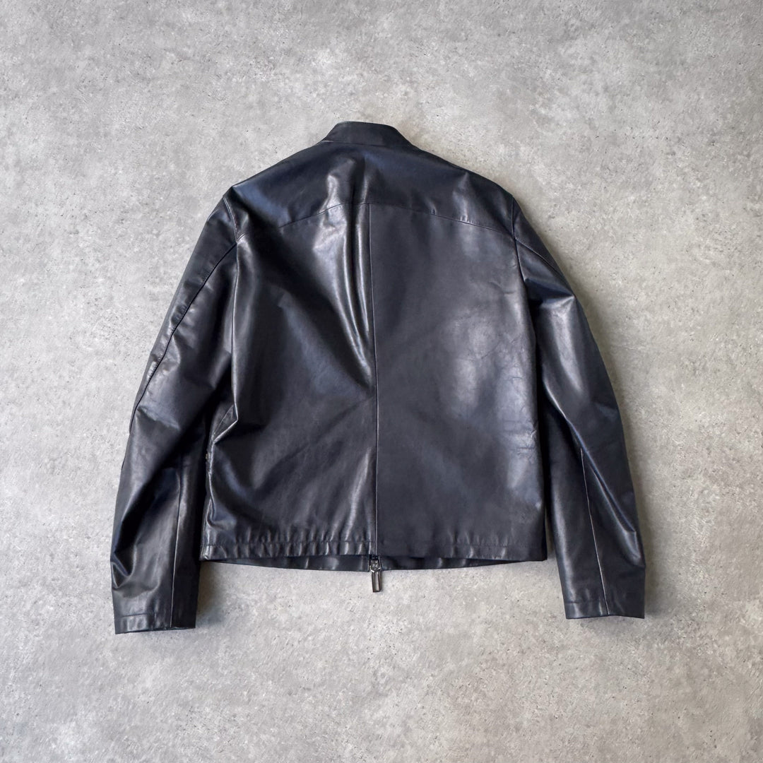 Emporio Armani Leather Biker Jacket Black Men's M