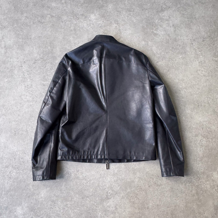 Emporio Armani Leather Biker Jacket Black Men's M