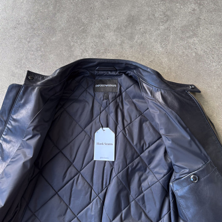 Emporio Armani Leather Biker Jacket Black Men's M