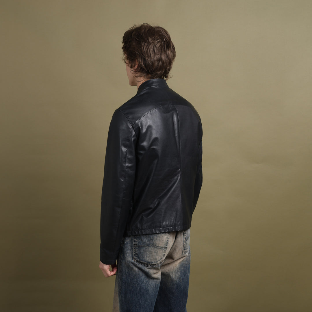 Emporio Armani Leather Biker Jacket Black Men's M