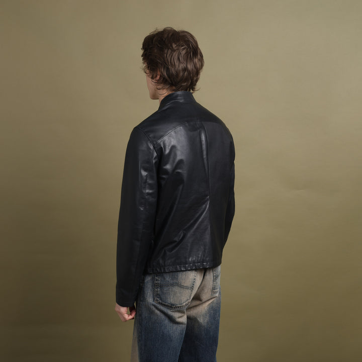 Emporio Armani Leather Biker Jacket Black Men's M