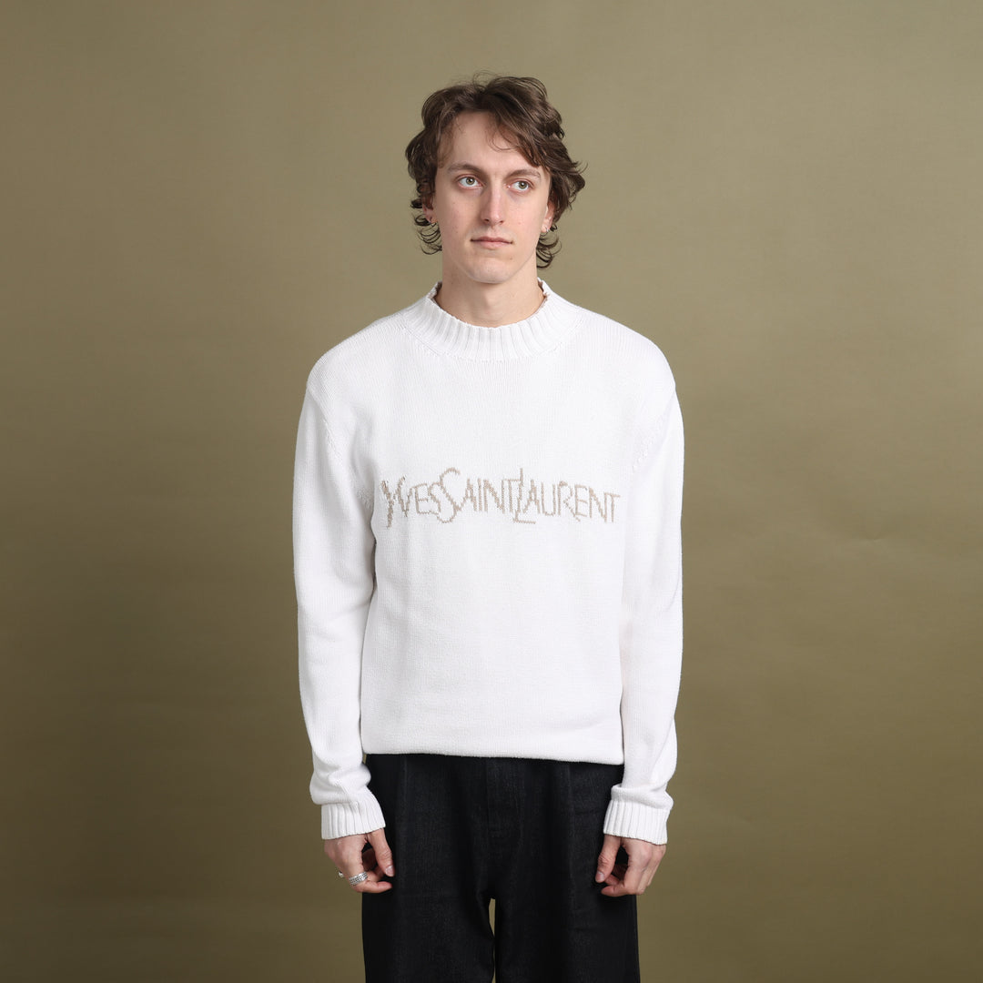 Yves Saint Laurent Mock Neck Jumper Cream & Beige Men's M