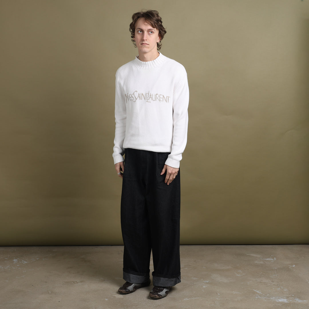 Yves Saint Laurent Mock Neck Jumper Cream & Beige Men's M