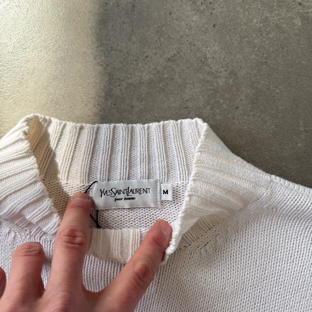 Yves Saint Laurent Mock Neck Jumper Cream & Beige Men's M