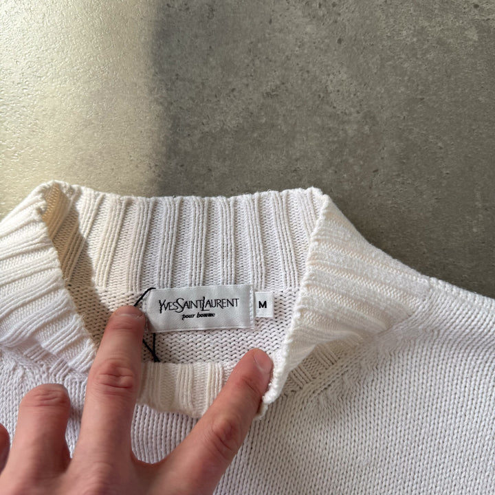 Yves Saint Laurent Mock Neck Jumper Cream & Beige Men's M