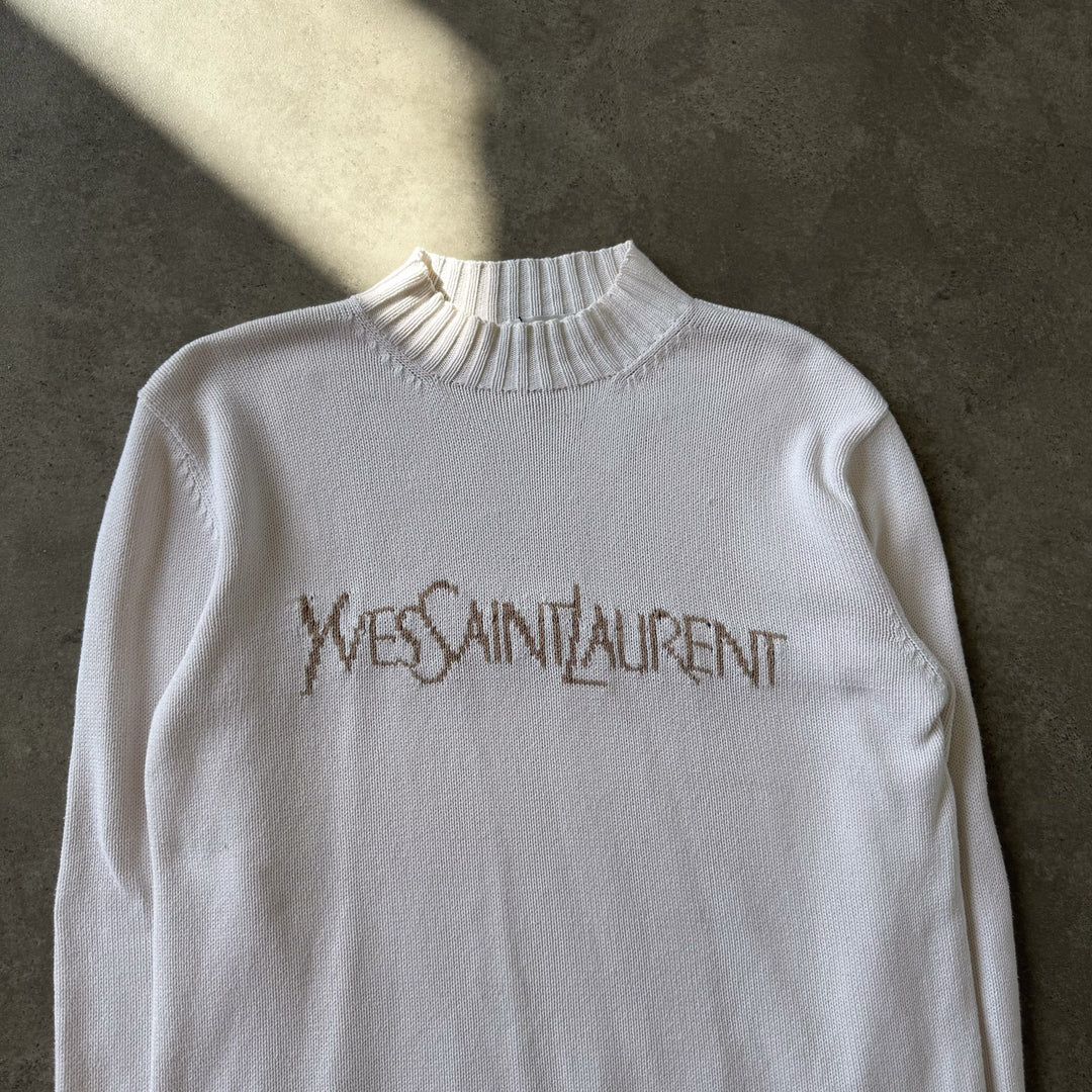 Yves Saint Laurent Mock Neck Jumper Cream & Beige Men's M
