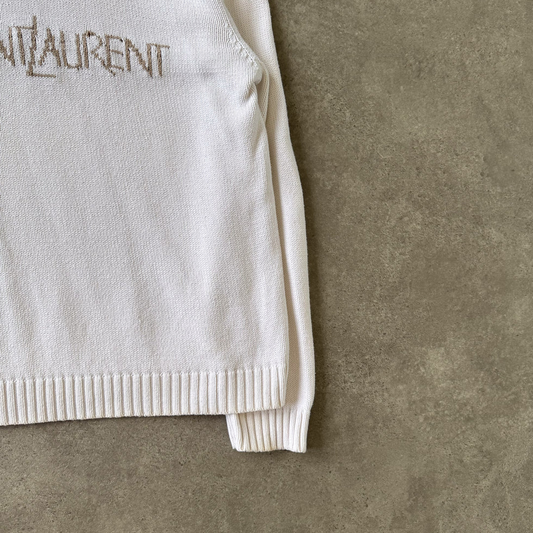 Yves Saint Laurent Mock Neck Jumper Cream & Beige Men's M
