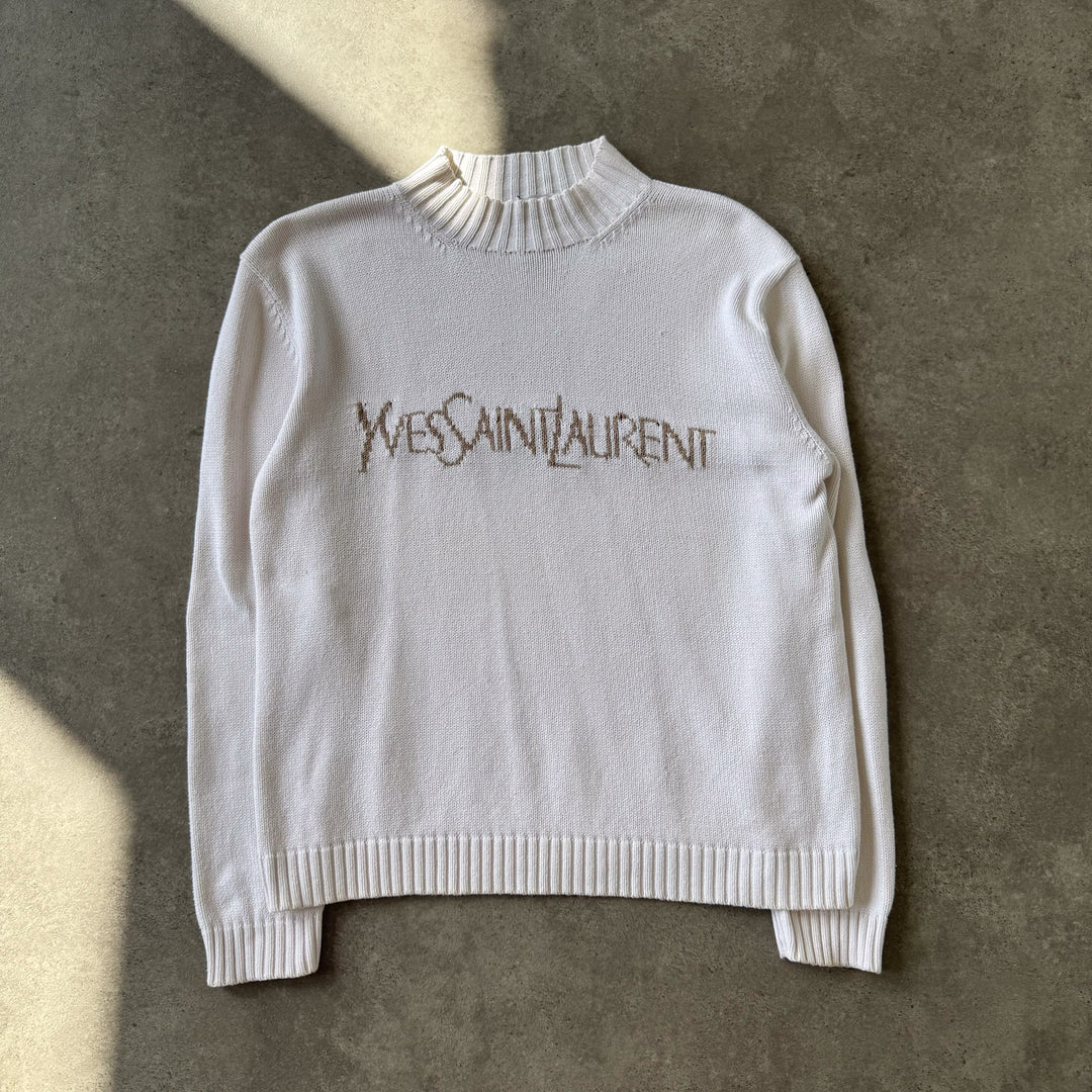 Yves Saint Laurent Mock Neck Jumper Cream & Beige Men's M