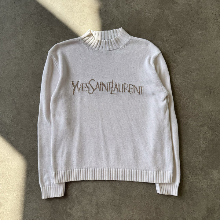 Yves Saint Laurent Mock Neck Jumper Cream & Beige Men's M
