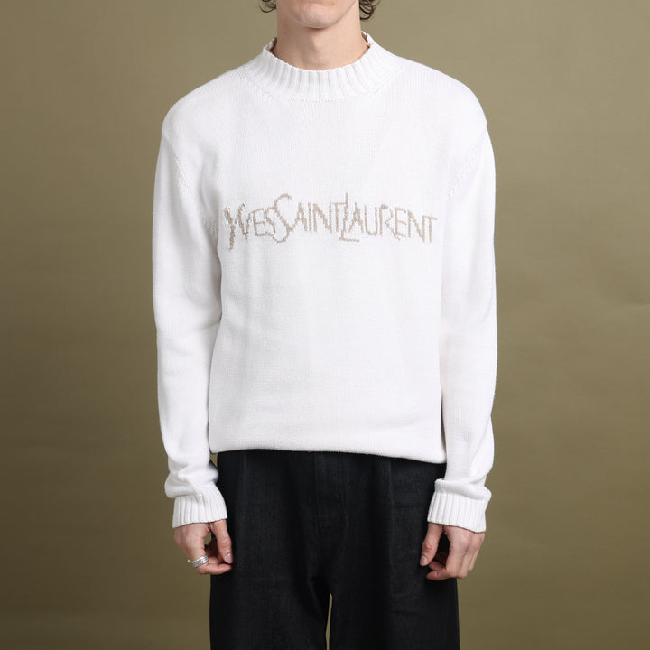 Yves Saint Laurent Mock Neck Jumper Cream & Beige Men's M