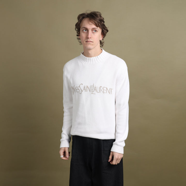 Yves Saint Laurent Mock Neck Jumper Cream & Beige Men's M