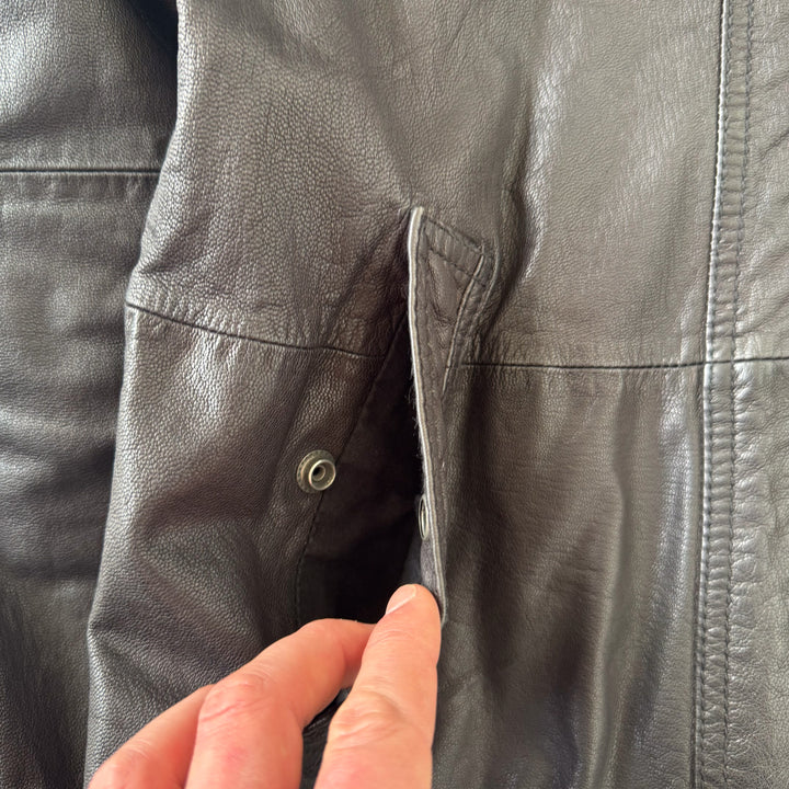 Wrangler Leather Bomber Jacket Black Men's M