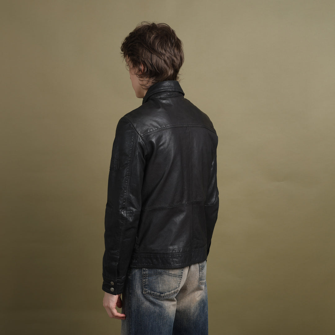 Wrangler Leather Bomber Jacket Black Men's M