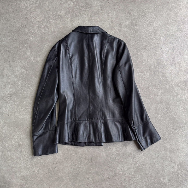Versace Leather Bomber Jacket Black Women's UK 8