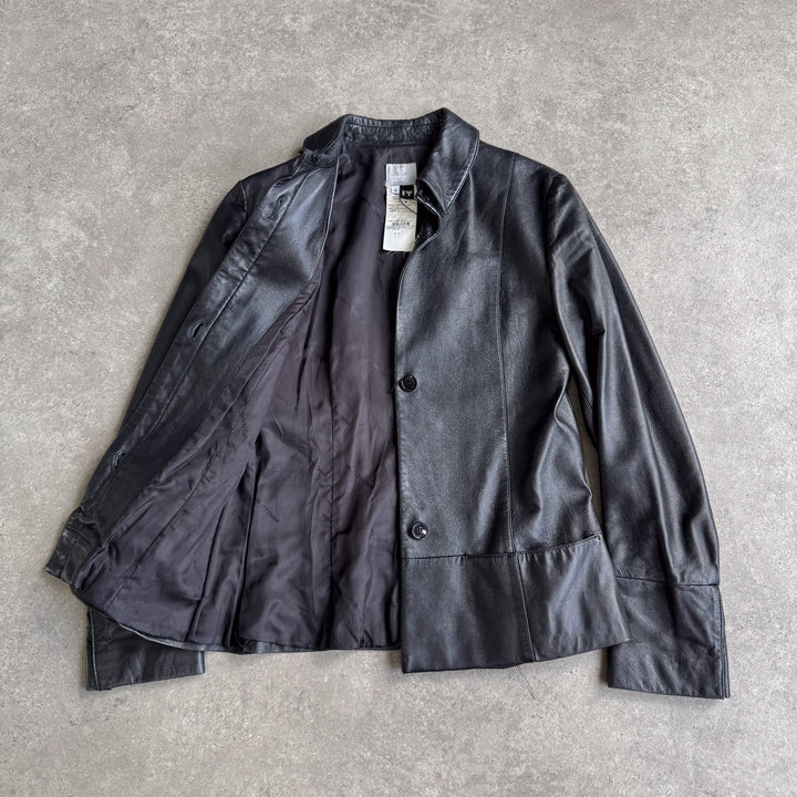 Versace Leather Bomber Jacket Black Women's UK 8